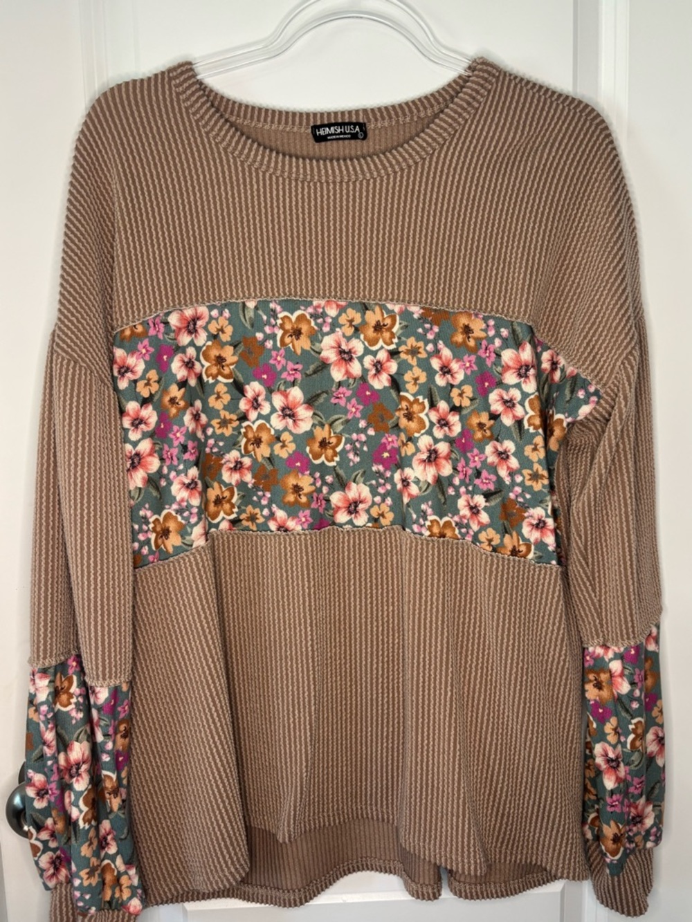 HEIMISH USA Blush Tan Ribbed Waffle Knit Top - Picture 2 of 4